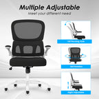 Mesh Ergonomic Office Chair | Tailored Lumbar Support | High-Density Double Mesh Backrest | Flip-Up Armrests | Breathable Elastic Sponge Seat | 90°–120° Tilt + Pneumatic Height Adjustment | 350 lbs | Easy Assembly | Home, Study, Office