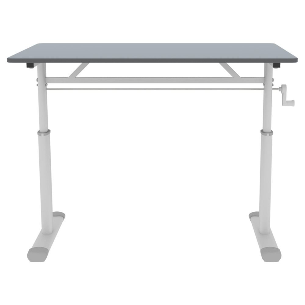 Height-Adjustable Standing Desk — 39" Manual Crank Sit-Stand Desk for Kids & Adults | Ergonomic Home Office Study Table | Sturdy Dual-Column Frame | No Electricity Needed | Compact Minimalist Design | White