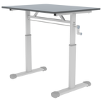 Height-Adjustable Standing Desk — 39" Manual Crank Sit-Stand Desk for Kids & Adults | Ergonomic Home Office Study Table | Sturdy Dual-Column Frame | No Electricity Needed | Compact Minimalist Design | White