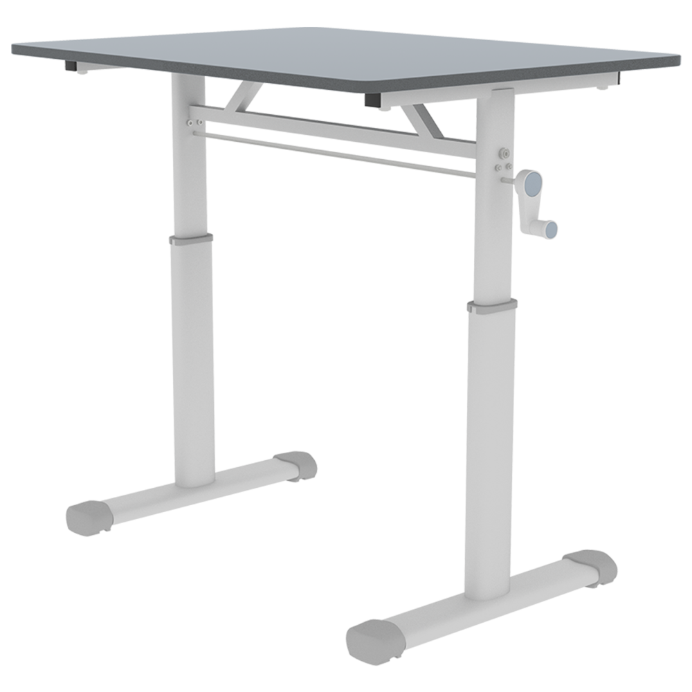 Height-Adjustable Standing Desk — 39" Manual Crank Sit-Stand Desk for Kids & Adults | Ergonomic Home Office Study Table | Sturdy Dual-Column Frame | No Electricity Needed | Compact Minimalist Design | White