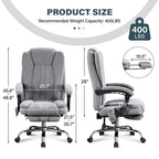 Massage Executive Office Chair | Heat + 6 Vibration Points + 8 Massage Modes | 90°–135° Reclining Backrest | Retractable Footrest | Padded Armrests + Thickened Headrest | 400 lbs Capacity | Easy Assembly | Gray/Black