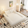 78.7" 3-in-1 Foldable Floor Sofa Bed | Teddy Fabric | High-Density Foam | Non-Slip Bottom | Headrest & Lumbar Pillow | Sofa / Lounge / Bed Convertible | Beige/Green/Gray/Pink/Black/Dark Blue/Brown