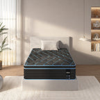 Queen/King — 10" Hybrid Medium Firm Mattress | Individually Pocketed Innerspring + Memory Foam | Breathable Knitted Cover | Enhanced Airflow | CertiPUR-US Certified | Bedroom | Black/Blue