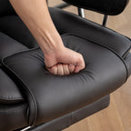 Big & Tall Executive High-Back Office Chair | 500 lbs Capacity | Bonded PU Leather | Ergonomic Reclining + Footrest | Padded Linkage Armrests | 360° Swivel + 5-Star Base | Large Home Office Chair | Black/Beige