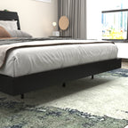 Full/Queen Size Wood Platform Bed with Bookshelf Storage Headboard | 2 Drawers | 2 AC Outlets 1 USB 1 Type-C Charging Station | 60,001 Color LED Lights APP Control | No Box Spring | Brown/Black/Walnut