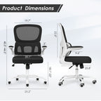 Mesh Ergonomic Office Chair | Tailored Lumbar Support | High-Density Double Mesh Backrest | Flip-Up Armrests | Breathable Elastic Sponge Seat | 90°–120° Tilt + Pneumatic Height Adjustment | 350 lbs | Easy Assembly | Home, Study, Office
