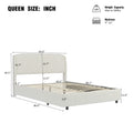 Queen/King Size Boucle Upholstered Platform Bed | Curved Rounded Headboard | Solid Plywood & Steel Frame | Plush Looped Yarn Fabric | No Box Spring Needed | 30-Min Easy Assembly | Beige