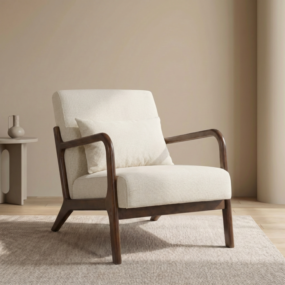 Mid Century Modern Accent Chair with Wood Frame