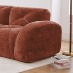 2-Piece Modular Cloud Sofa Set | 2+2 Deep-Seat Velvet Couch | 32D High-Density Boneless Foam | Retro Tufted Rounded Design | Flexible Layout | No Assembly Required | Living Room, Apartment | Camel/Red/Green/Blue