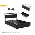 Twin/Full/Queen Size Metal Platform Bed with 4 Storage Drawers | Headboard Charging Station 2 Outlets & 2 USB | 16 RGB LED Lights 60000+ Colors | Heavy Duty Steel Slats | No Box Spring Needed | Black