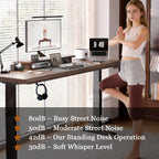 47" Solid Rubberwood Electric Standing Desk | Single Motor Height Adjustment | Sit-Stand Ergonomic Home Office Desk | Scratch-Resistant Natural Wood Top | Stable 2-Tier Steel Legs | Easy Assembly | Home Office, Living Room, Study | Walnut