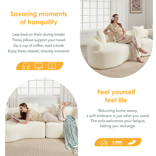 110" Curved Boneless Sectional Sofa 4-Seat
