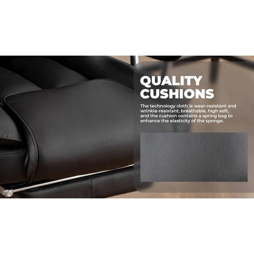 Big & Tall Executive High-Back Office Chair | 500 lbs Capacity | Bonded PU Leather | Ergonomic Reclining + Footrest | Padded Linkage Armrests | 360° Swivel + 5-Star Base | Large Home Office Chair | Black/Beige