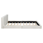 Queen Size Velvet Upholstered Platform Bed | Fully Wrapped Low Profile Frame | Solid MDF & Particle Board | No Box Spring Needed | Easy Assembly | Gray / Beige