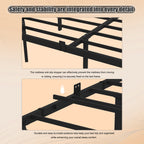 Full/Queen Size Heavy Duty Metal Platform Bed | 2 Bedside Shelves | LED Light | Reinforced Steel Slats | 800 lbs | Under-Bed Storage | No Box Spring Needed | Black