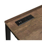 47" Modern Writing Desk with Built-In USB Port | Walnut MDF Top + Black Metal Sled Base | Open Legroom Design | KD Easy Assembly | Spacious Rectangular Work Surface | Home Office, Study, Laptop | Walnut/Black