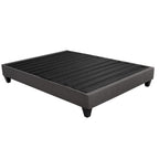 Twin/Full/Queen/King Size Low Profile Platform Bed Base | Upholstered Dark Gray Linen Fabric | Headboard Attachment Kit Included | Plywood & Wood Frame | No Box Spring Needed | Dark Gray