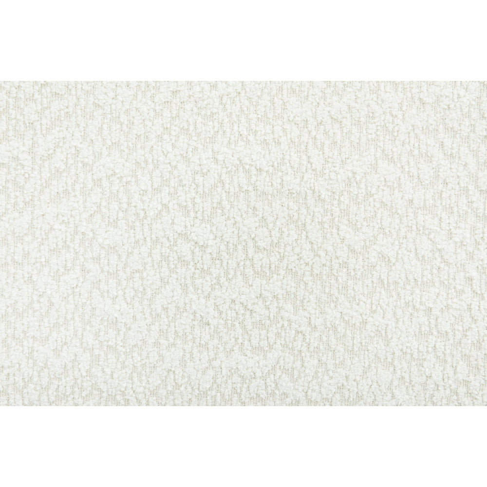 Queen/King Size White Boucle Upholstered Platform Bed | Natural Rubberwood Legs | Sustainable Engineered Wood Frame | No Box Spring Needed | Scandinavian Modern Style | White