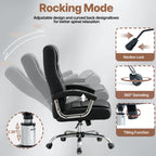 Executive High-Back PU Leather Office Chair | Spring Seat Cushion | Ergonomic Height Adjustment | Chrome Armrests | Reinforced Metal Frame | 360° Swivel | Floor-Friendly Casters | 350 lbs Capacity | Home Office | Black/Camel