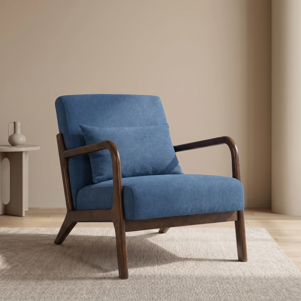 Mid Century Modern Accent Chair with Wood Frame