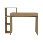 Britt 43" Wide Four Shelves Writing Desk — Natural Oak Computer Desk | Minimalist Home Office Desk with 4 Storage Shelves | Compact Rectangular Workstation | Particle Board | Living Room, Study, Gamer Desk & Small Spaces | Oak