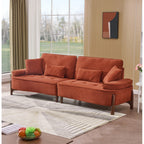 103" Deep Seat 3-Seater Sofa | 24" Extra Deep Cushions | Cloud Velvet Polyester Fabric | Solid Eucalyptus Frame & Wood Legs | 4 Pillows Included | 600 lbs | Pillow Top Arms | Beige / Green / Brick Red