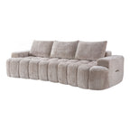100" Extra Large Curved Front Sofa | 3-Seat Cloud-Like Boucle Sectional Couch | Vertical Channel Tufted | High-Resilience Compressed Foam | No Assembly | Easy to Move & Ship | Living Room, Apartment, Condo | White/Camel