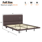 Full Size Floating PU Leather Platform Bed | Remote-Controlled LED Underglow 8 Dynamic Effects | Hidden Foot Design | Strong Wood Beam & Metal Legs | No Box Spring Needed | Easy Assembly | Green / Coffee