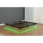 Queen/King Size Floating Metal Platform Bed | Hidden LED Underglow App & Remote Control | 10 Slats + 4 Cross Frames + 6 Steel Legs | 1000 lbs | No Box Spring Needed | Black