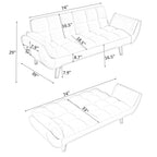 74" 2-Seat Convertible Sofa Bed | 3 Adjustable Backrest Positions | Tufted Polyester Blend | Adjustable to 180° Flat Bed | Easy Leg Assembly | Apartment Small Space | Black / Beige