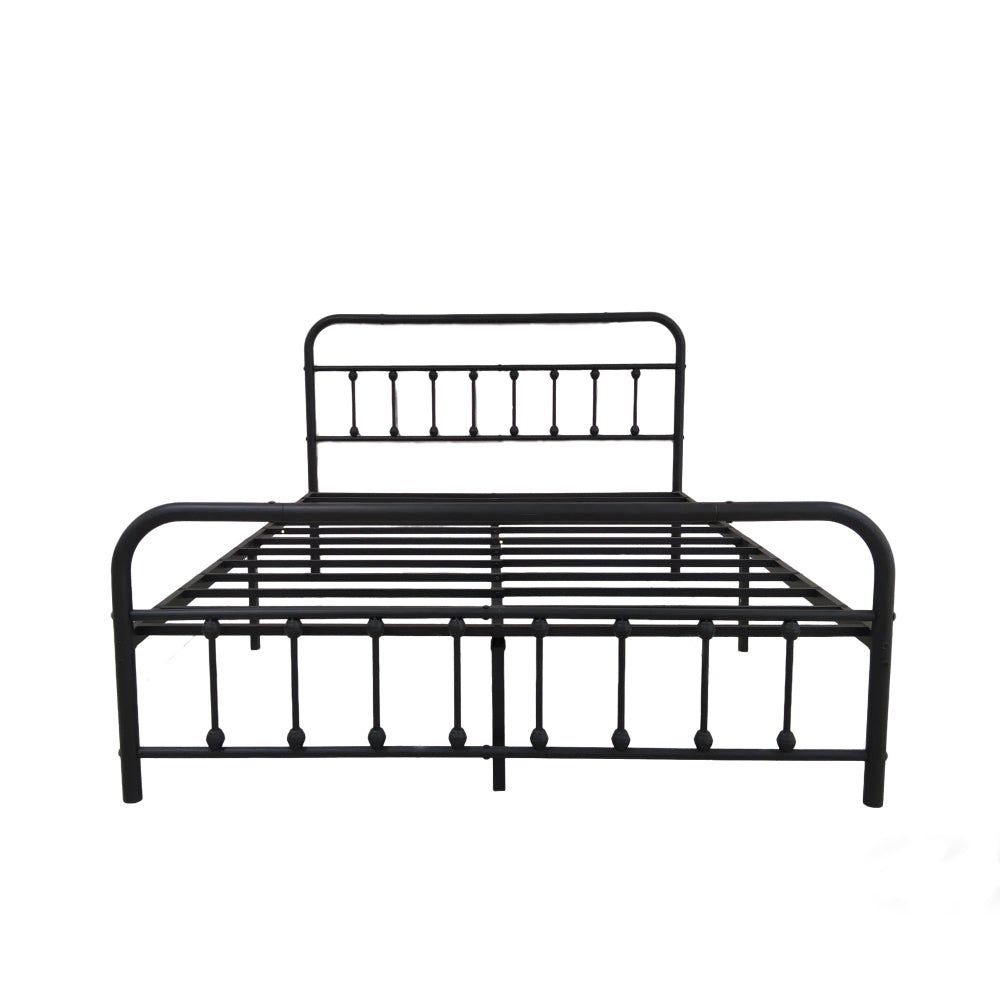 Twin/Full/Queen Size Metal Platform Bed Frame | Classic Spindle Headboard & Footboard | Reinforced Sturdy Structure | Ample Under-Bed Storage | No Box Spring Needed | Black/Charcoal Gray/White