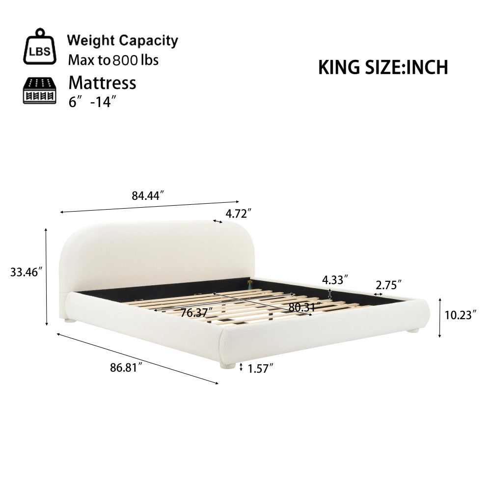 Boucle Upholstered Platform Bed