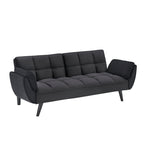 74" 2-Seat Convertible Sofa Bed | 3 Adjustable Backrest Positions | Tufted Polyester Blend | Adjustable to 180° Flat Bed | Easy Leg Assembly | Apartment Small Space | Black / Beige