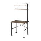 Rustic Oak and Black 2-Shelf Writing Desk — 32" W x 22" D x 70" H | Industrial Pipe-Style Frame | Space-Saving Desk with Storage Shelves | Wood & Metal | Rectangular Office Desk | Bedroom, Home Office & Living Room | Oak
