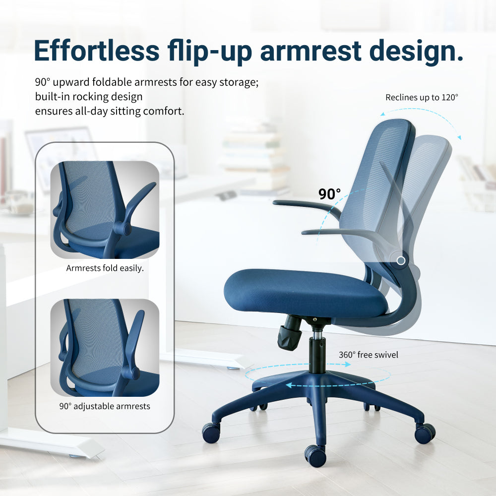 Ergonomic High-Back Mesh Office Chair | 350 lbs Capacity | Flip-Up Armrests | 10-Layer Curved Molded Foam Seat | Butterfly Upright Lock | SGS Class 3 Gas Lift | Fireproof | Home Office | Purple/Yellow/Green/Blue/Red