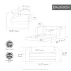 71" 2-in-1 Pull Out Foldable Loveseat Sofa Bed | Chenille Boneless Cloud Floor Mattress | Round-Edge Armrests + 2 Matching Pillows | High-Density Foam | Waterproof Anti-Slip Base | No Assembly Required | Living Room, Bedroom, Dorm | Ivory/Gray/Orange