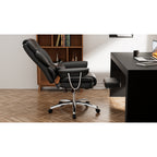 Big & Tall Executive High-Back Office Chair | 500 lbs Capacity | Bonded PU Leather | Ergonomic Reclining + Footrest | Padded Linkage Armrests | 360° Swivel + 5-Star Base | Large Home Office Chair | Black/Beige