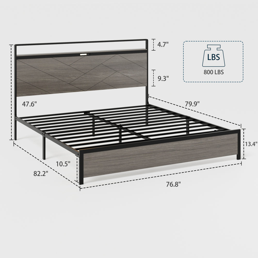 Wood & Metal Platform Bed