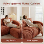 2-Piece Modular Cloud Sofa Set | 2+2 Deep-Seat Velvet Couch | 32D High-Density Boneless Foam | Retro Tufted Rounded Design | Flexible Layout | No Assembly Required | Living Room, Apartment | Camel/Red/Green/Blue