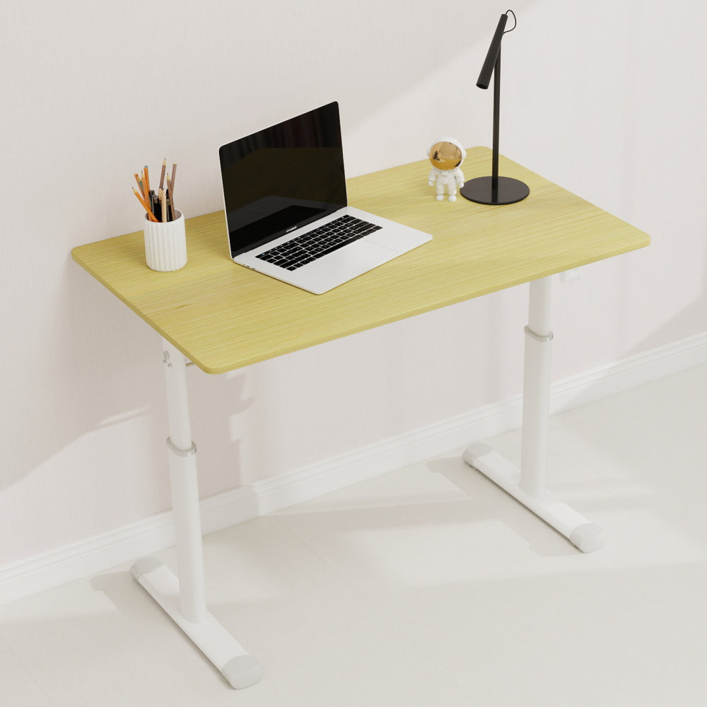 Height-Adjustable Standing Desk — 39" Manual Crank Sit-Stand Desk for Kids & Adults | Ergonomic Home Office Study Table | Sturdy Dual-Column Frame | No Electricity Needed | Compact Minimalist Design | White