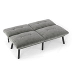 63" Convertible Folding Sofa Bed | 2-Seat Velvet Upholstered Couch | Adjustable Multi-Angle Backrest | Sofa, Lounger & Twin Bed | Metal Frame | 800 lbs Capacity | Easy Assembly | Living Room, Apartment | Cream/Aqua Gray/Brown