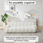 87.4" Cloud Series 3-Seat Minimalist Button-Tufted Sofa | Square Arm Chenille Upholstered Couch | High-Density Foam + Padded Backrest | No Assembly Required | Living Room, Apartment | White/Green/Black