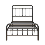 Twin/Full/Queen Size Victorian Metal Platform Bed Frame | Spindle Headboard & Footboard | 13 Slats + 9 Center Legs | 450 lbs | 10.6" Under-Bed Storage | No Box Spring Needed | Black