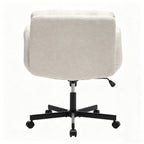Modern Chenille Swivel Office Chair | Height Adjustable Task Chair | Double-Layer Cushioned Seat & Back | Convertible Multi-Position Flip-Up Armrests | Heavy-Duty 5-Star Base | Home Office, Study, Vanity, Living Room | Beige/Pink
