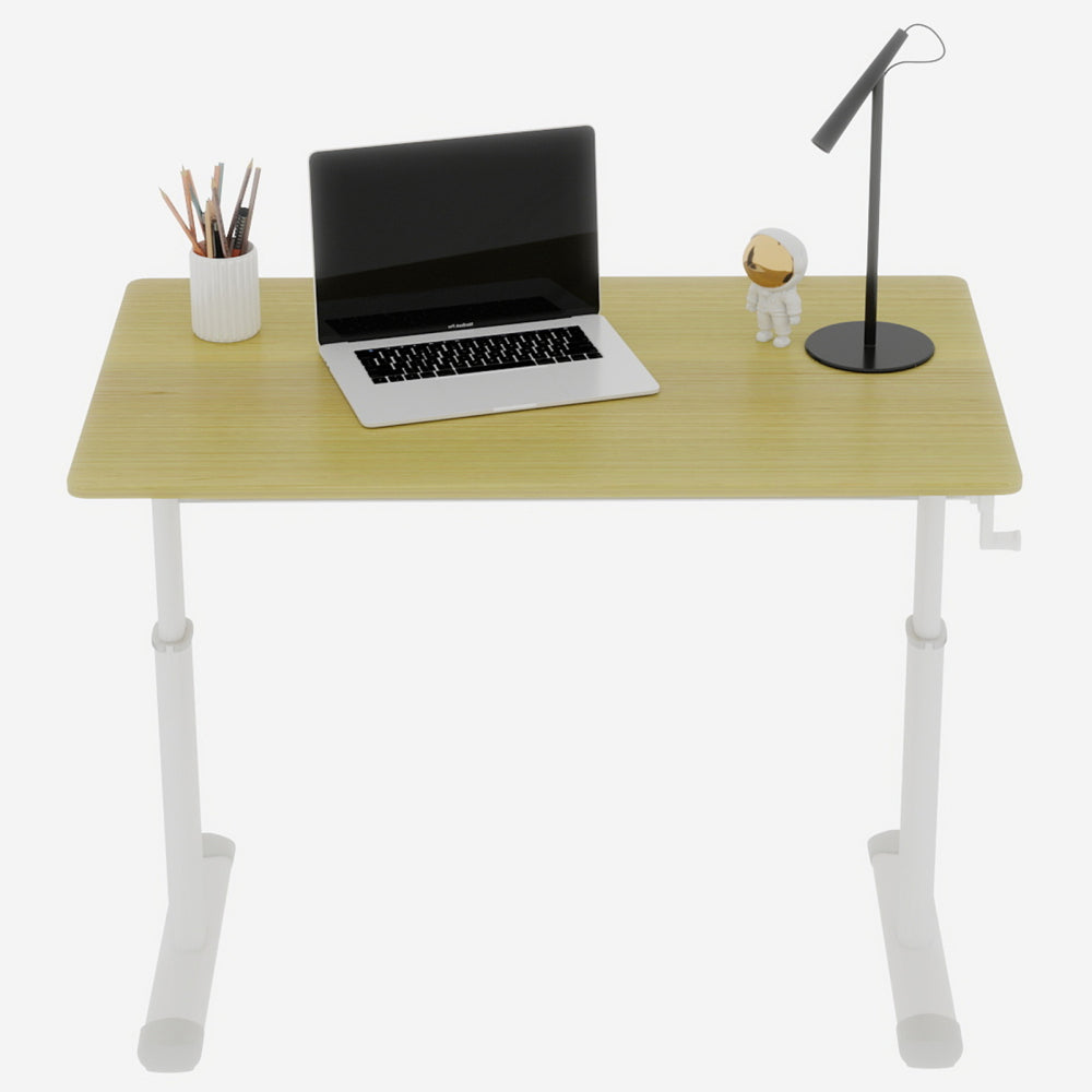 Height-Adjustable Standing Desk — 39" Manual Crank Sit-Stand Desk for Kids & Adults | Ergonomic Home Office Study Table | Sturdy Dual-Column Frame | No Electricity Needed | Compact Minimalist Design | White