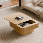 31.5" Square Coffee Table with Hidden Storage | Solid Wood Veneer + MDF | Lacquered Surface | Sleek Modern Silhouette | Easy Assembly | 200 lbs Top Capacity | Living Room, Bedroom, Office | Natural Wood/Walnut/Black