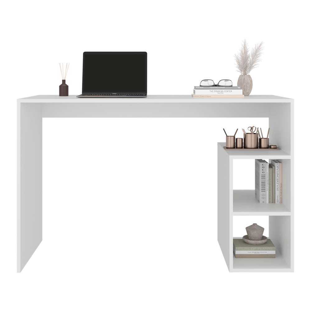 Office Desk with Storage and Minimalist Design — 47" W x 20.5" D x 29.8" H | Modern Computer Desk with Built-In Open Shelving | Generous Tabletop | Particle Board | Home Office, Apartment & Compact Workspace | Wenge