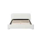 White Boucle Upholstered Low Profile Platform Bed | Birch & Engineered Hardwood Frame | 400-600 lbs | No Box Spring Needed | Full / Queen / King