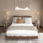 Full/Queen Size Wood Platform Bed with Bookshelf Storage Headboard | 2 Drawers | 2 AC Outlets 1 USB 1 Type-C Charging Station | 60,001 Color LED Lights APP Control | No Box Spring | Brown/Black/Walnut