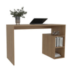 47" Modern Writing Desk with 4 Built-In Storage Shelves | Spacious Work Surface | Compact Minimalist Design | Sturdy Particle Board | Home Office, Living Room, Gaming Room | Natural Oak